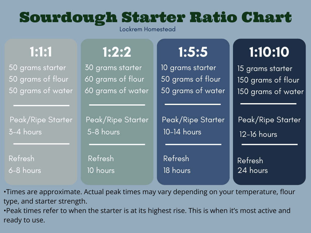 sourdough starter ratio chart