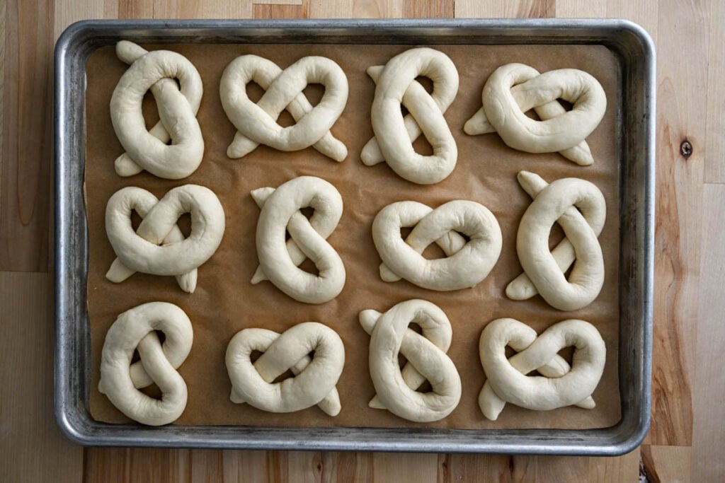 sourdough pretzel after proofing
