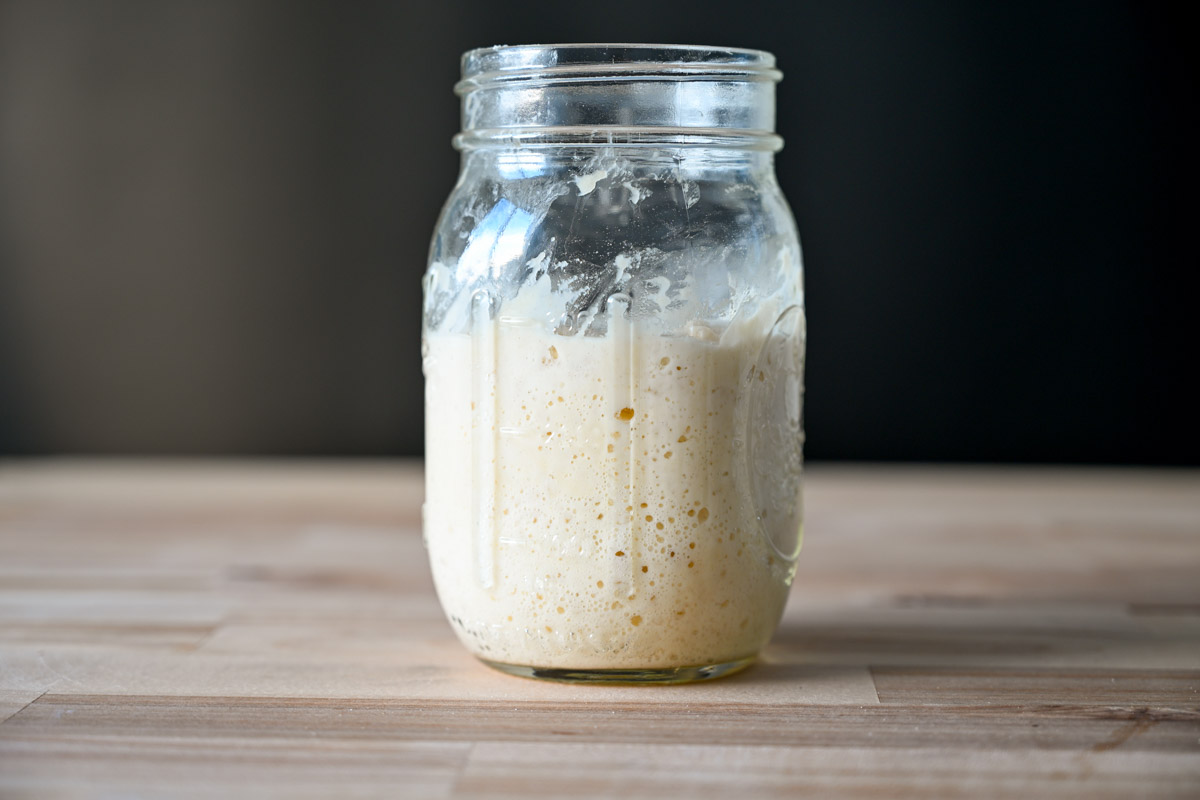 sourdough starter in a mason jar