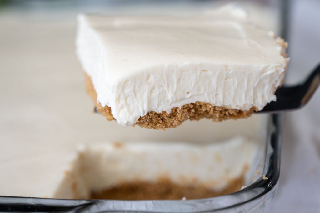 a piece of no bake cheesecake 