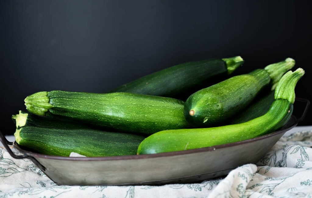 a bowl full of zucchini