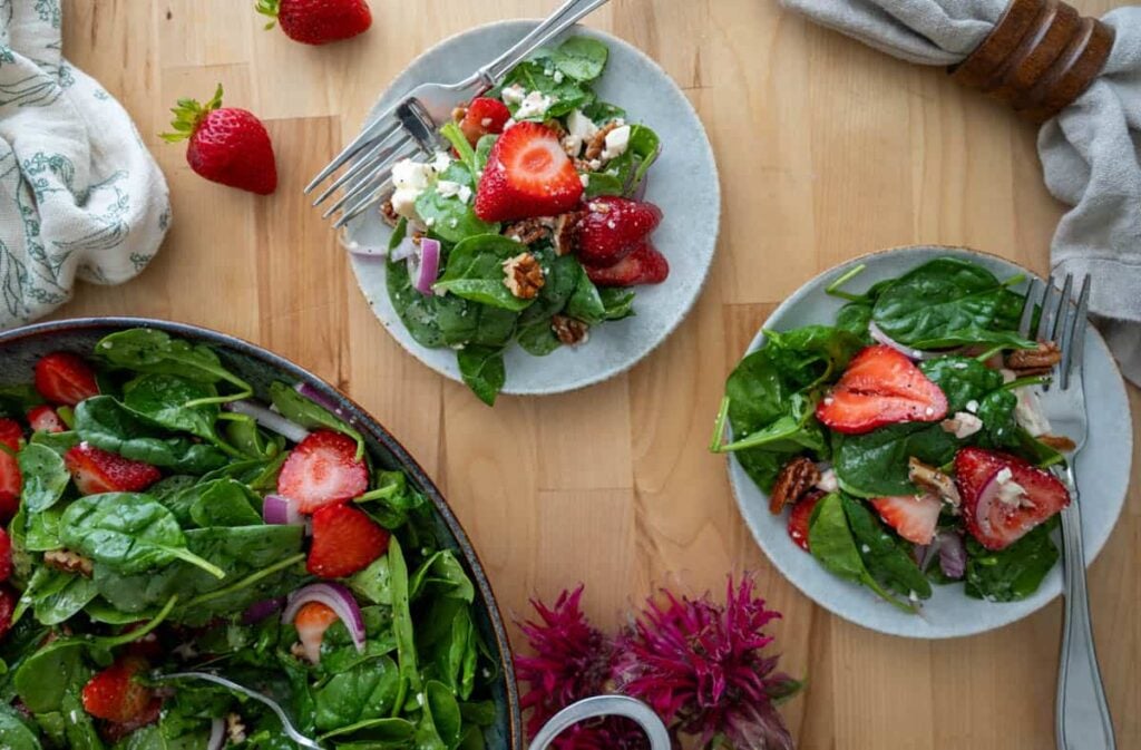 strawberry salad salad on small salad plates