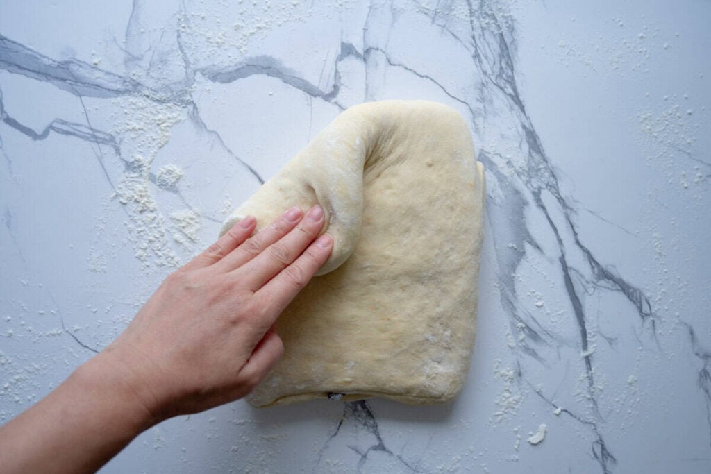 shaping sourdough panettone dough