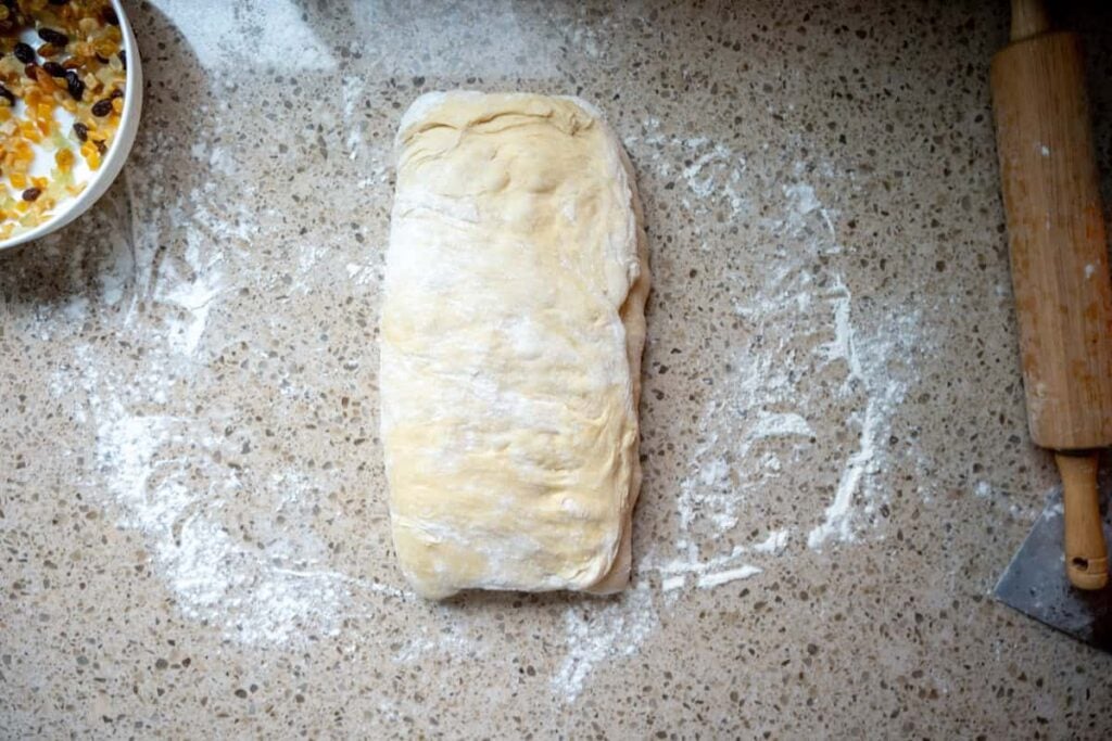 folding sourdough panettone bread dough
