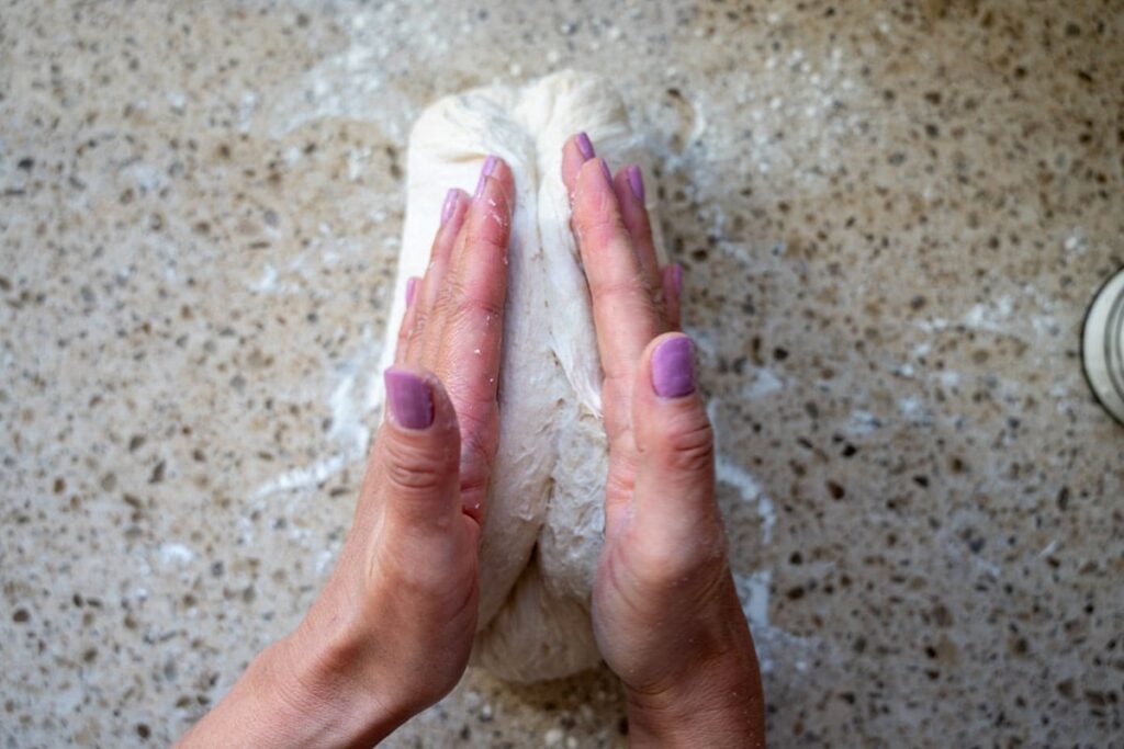 folding sourdough bread dough